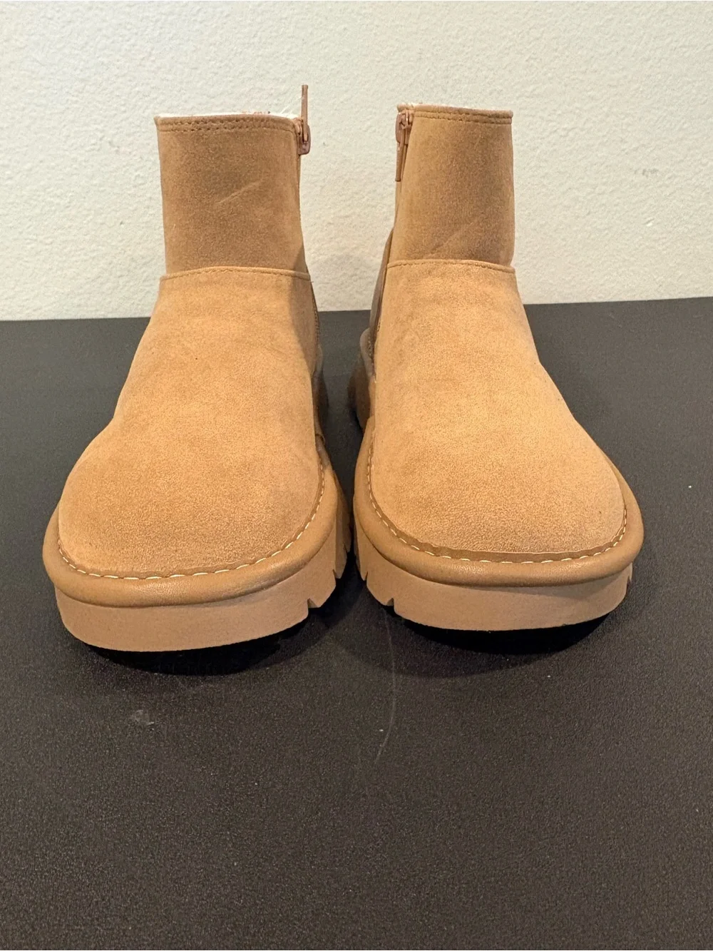 Cat & Jack Girls Honor Faux Suede Style Fur Lined Boots Cognac Toddler Youth 13